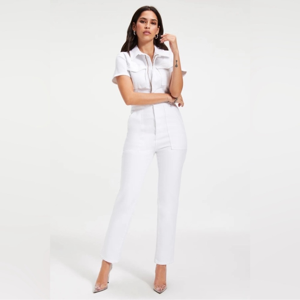 🦋GOOD AMERICAN
Fit For Success Zippered Jumpsuit In White size-4